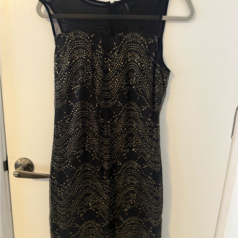 Sparkle & Fade Black and Gold Midi Dress
